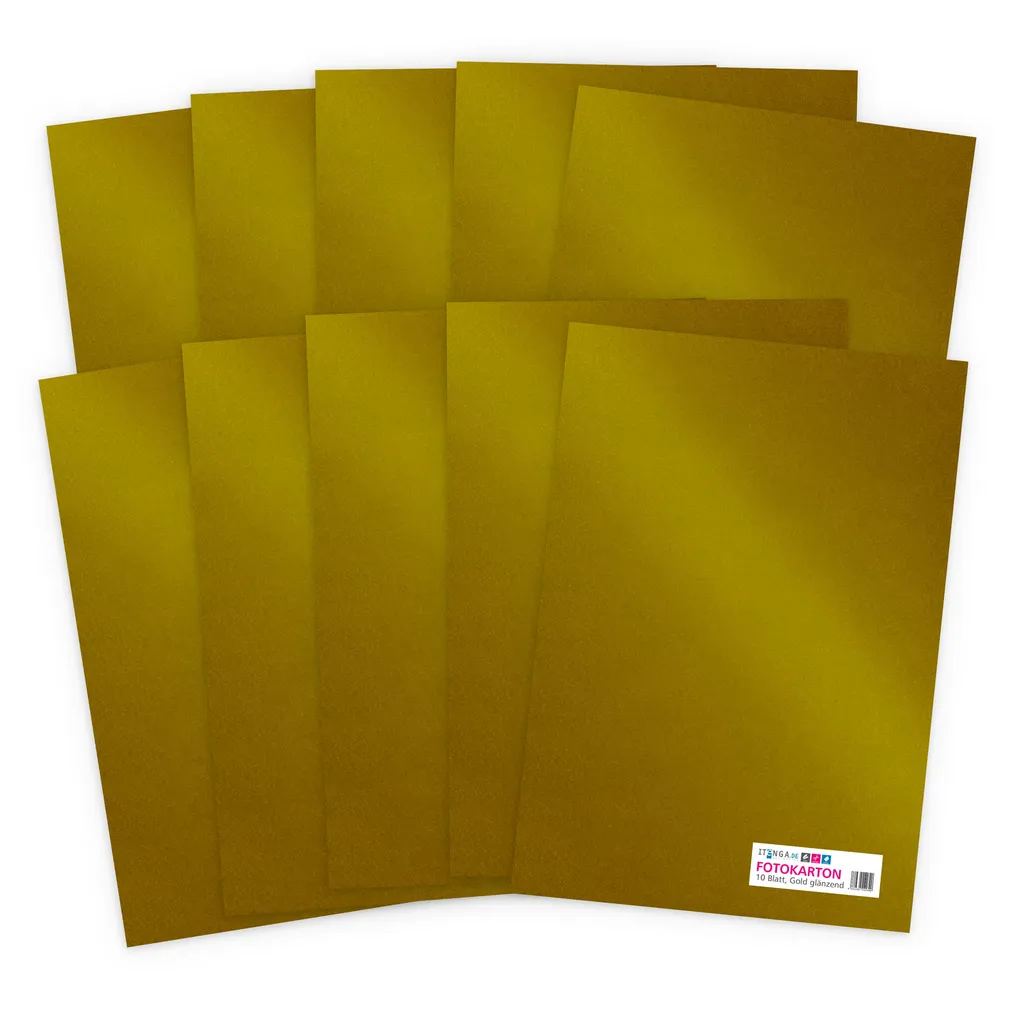 itenga Fotokarton - A4 300 g/qm  10 Blatt Gold glänzend